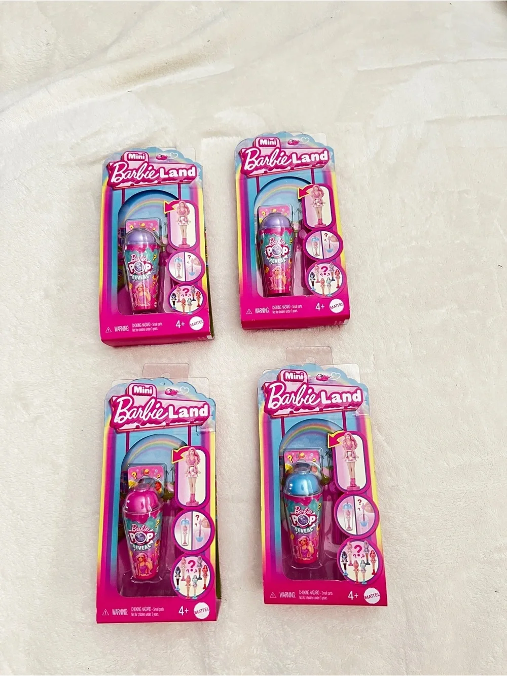 Lot of 4 Barbie Mini BarbieLand Pop Reveal Dolls, 1.5-inch Doll Ages 4+ Mattel